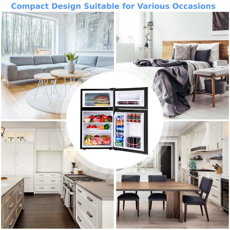 90L Freestanding Undercounter Refrigerator with 2 Reversible Door-Black