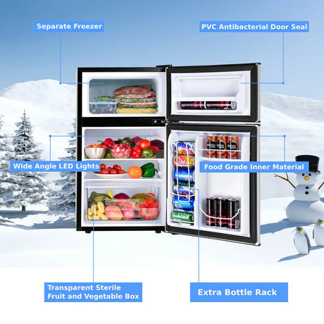 90L Freestanding Undercounter Refrigerator with 2 Reversible Door-Grey
