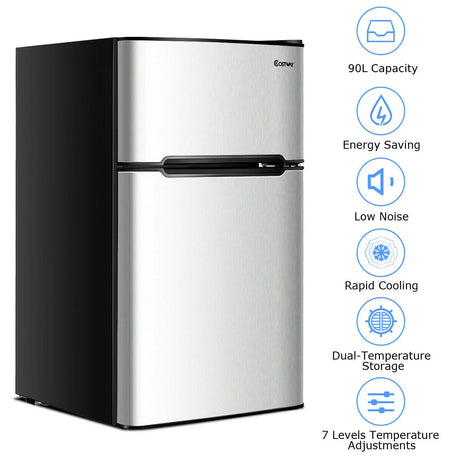 90L Freestanding Undercounter Refrigerator with 2 Reversible Door-Grey