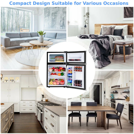 90L Freestanding Undercounter Refrigerator with 2 Reversible Door-Grey