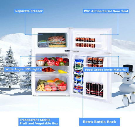 90L Freestanding Undercounter Refrigerator with 2 Reversible Door-White
