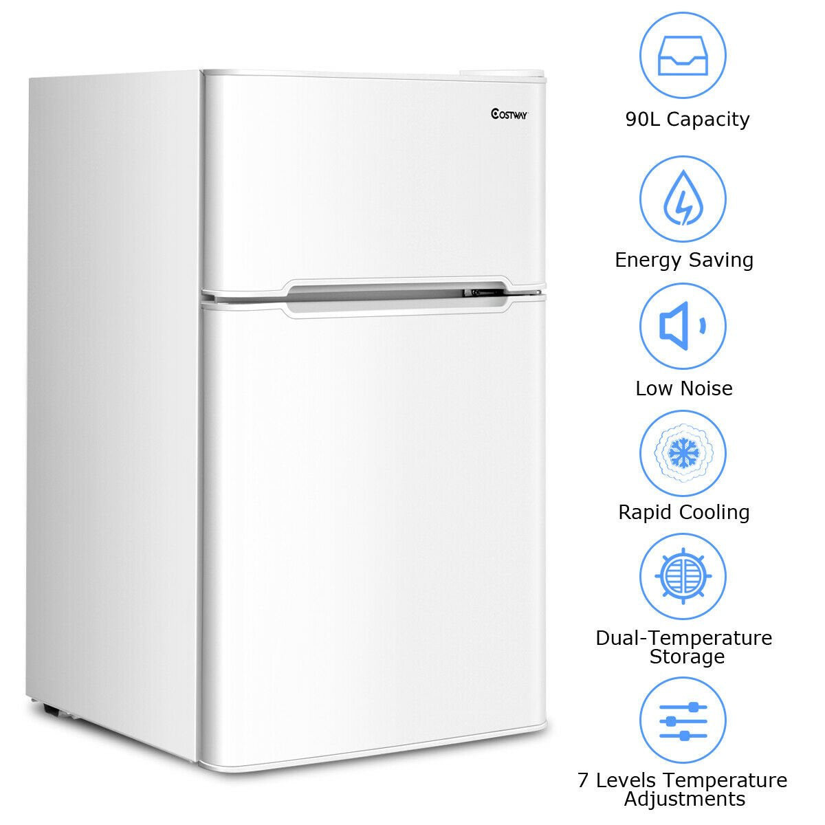90L Freestanding Undercounter Refrigerator with 2 Reversible Door-White
