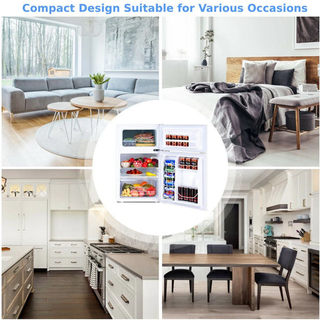 90L Freestanding Undercounter Refrigerator with 2 Reversible Door-White