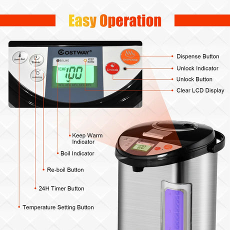 5L Adjustable Instant Hot Electric Water Dispenser with Auto-Cut Off