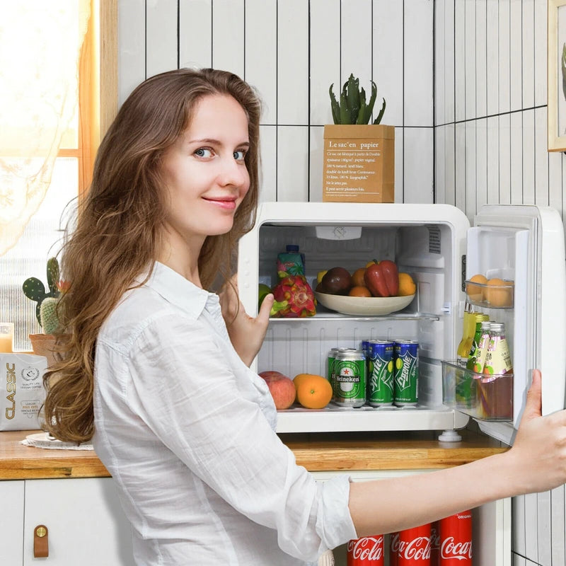 0~10C Compact Refrigerator with Reversible Door for Dorm Apartment-White