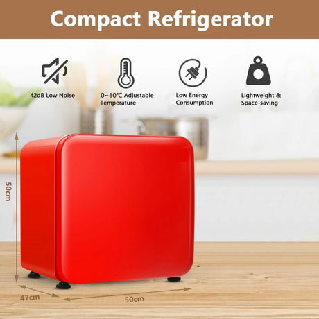 0~10C Compact Refrigerator with Reversible Door for Dorm Apartment-Red