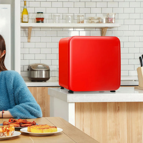 0~10C Compact Refrigerator with Reversible Door for Dorm Apartment-Red
