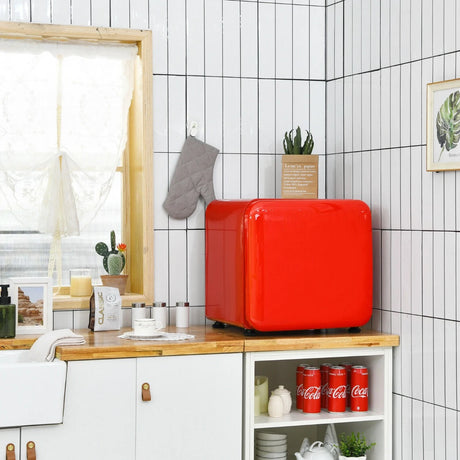 0~10C Compact Refrigerator with Reversible Door for Dorm Apartment-Red