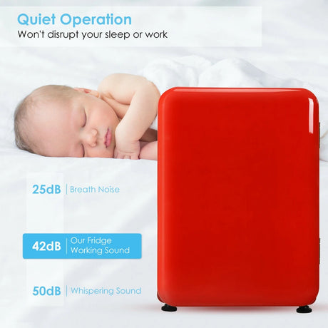 68L Compact Refrigerator with LED Light and Adjustable Thermostat-Red