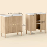 HOMCOM Under Sink Bathroom Cabinet for Basin without or with Pedestal - Oak