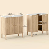 HOMCOM Under Sink Bathroom Cabinet for Basin without or with Pedestal - Oak