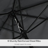 Outsunny 3x2m Patio Parasol Garden Umbrellas Canopy with Aluminium Tilt Crank Rectangular Sun Shade Steel, Black