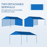 Outsunny 3 x 4 m Garden Gazebo Shelter Marquee Party Tent with 2 Sidewalls for Patio Yard Outdoor, Blue