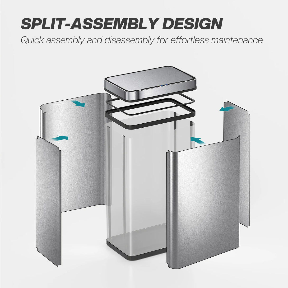 HOMCOM 60 L Sensor Can,  Sensor Bin with Soft-Close Lid, Fingerprint-Proof Stainless Steel, Silver Tone