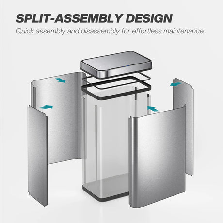 HOMCOM 60 L Sensor Can,  Sensor Bin with Soft-Close Lid, Fingerprint-Proof Stainless Steel, Silver Tone