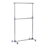 HOMCOM Heavy Duty Clothes Hanger Garment Rail Hanging Display Stand Rack w/ Wheels Adjustable