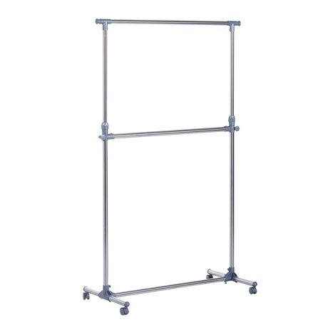 HOMCOM Heavy Duty Clothes Hanger Garment Rail Hanging Display Stand Rack w/ Wheels Adjustable