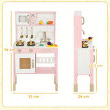 AIYAPLAY Kitchen Playset with Pretend Play Cooking Accessories, Play Kitchen with Oven, Microwave and Sink, Pink