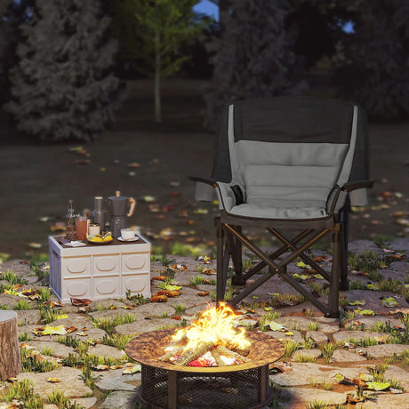 Outsunny Portable Padded Camping Chair, with Bag - Black/Grey