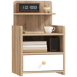 HOMCOM Multi-Storage Bedside Table - White/Wood-Effect