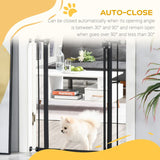 PawHut Pressure Fit Dog Stair Gate No Drilling Safety Gate Auto Close for Doorways, Hallways, 74-80cm Adjustable, 94cm Tall, Black