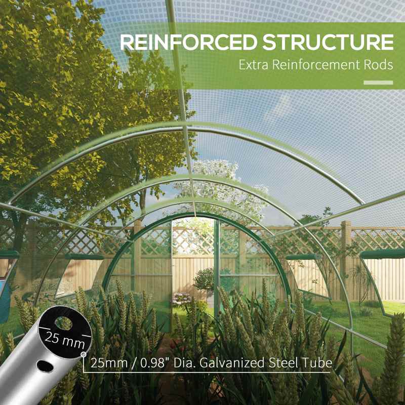 Outsunny Polyethylene Upgraded Structure Walk-in Polytunnel Greenhouse, 6 x 3(m), Green