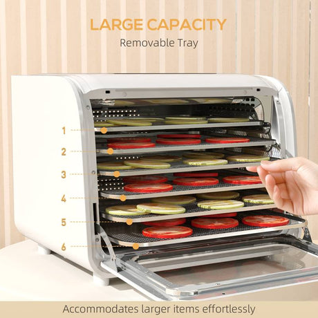 HOMCOM 35-70°C Six-Tray Food Dehydrator - White