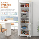 HOMCOM Freestanding 4-Door Kitchen Cupboard, Storage Cabinet Organizer with 4 Shelves, White