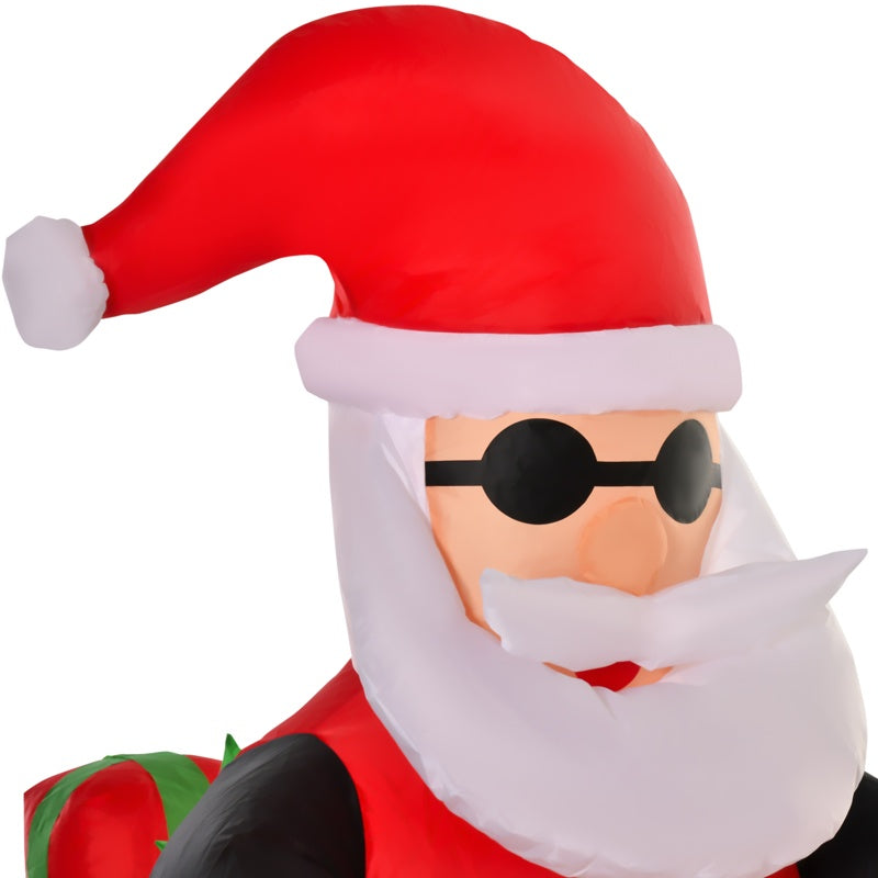 HOMCOM 5.5ft Christmas Inflatable Santa Claus Riding a Motorcycle Blow Up Decoration Xmas Dcor for Garden