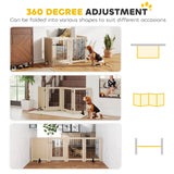 PawHut 4 Panel Freestanding Pet Gate, Indoor Dog Barrier with Lockable Door, Support Feet, 360 Flexible Hinges, Oak