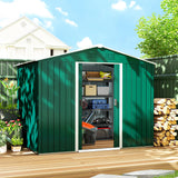 Outsunny Large Garden Storage Shed, 7.7 x 5.7 with Ventilation Slots and Sliding Doors for Gardeners, Green