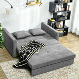 HOMCOM 2 Seater Sofa Bed, Convertible Bed Settee, Modern Velvet Loveseat Sofa Couch with 2 Cushions, Hidden Storage for Living Room, Guest Room, Grey