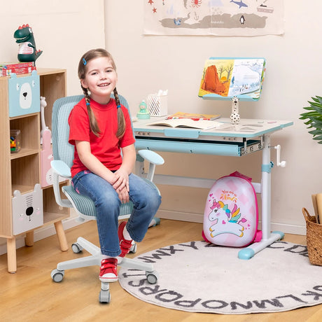 Swivel Mesh Children Computer Chair with Adjustable Height-Blue