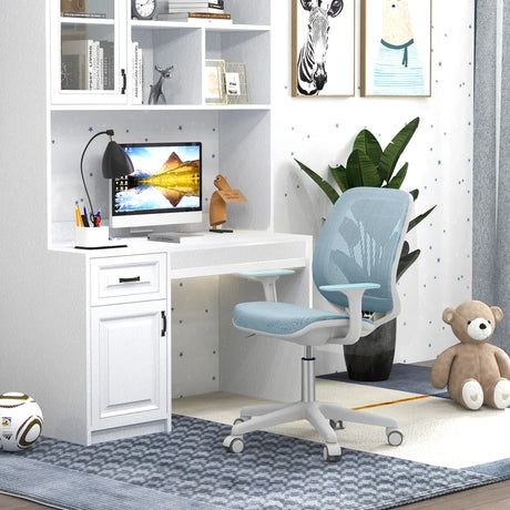 Swivel Mesh Children Computer Chair with Adjustable Height-Blue