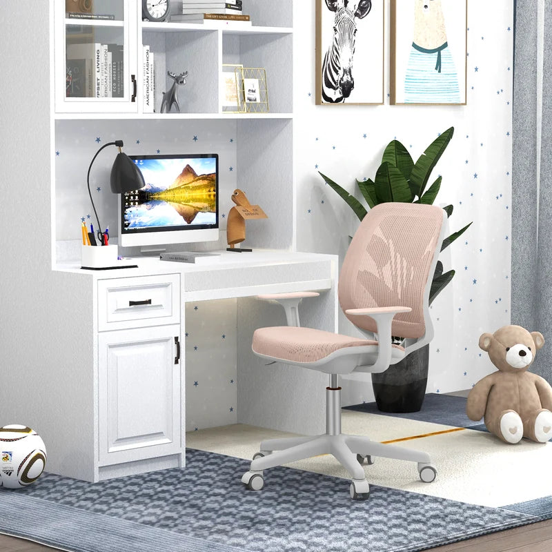 Swivel Mesh Children Computer Chair with Adjustable Height-Pink