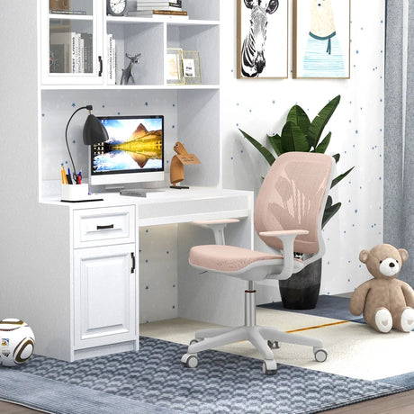 Swivel Mesh Children Computer Chair with Adjustable Height-Pink