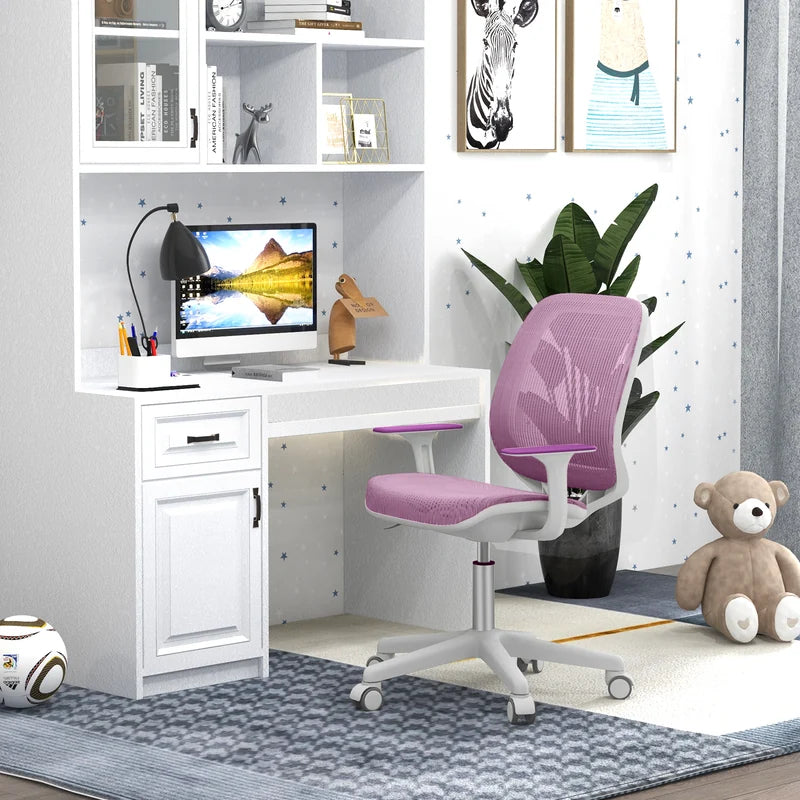 Swivel Mesh Children Computer Chair with Adjustable Height-Purple