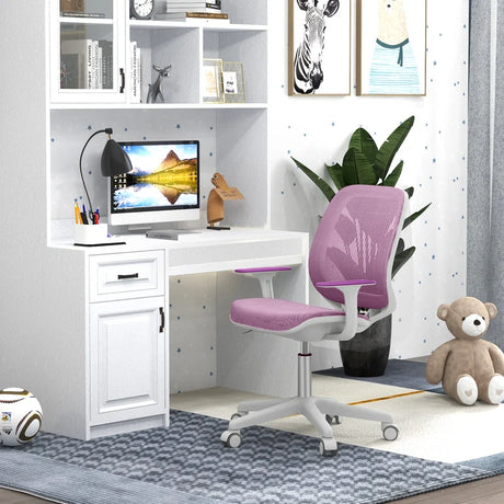 Swivel Mesh Children Computer Chair with Adjustable Height-Purple