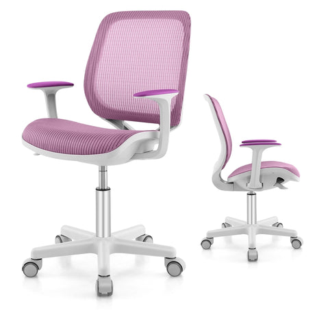 Swivel Mesh Children Computer Chair with Adjustable Height-Purple