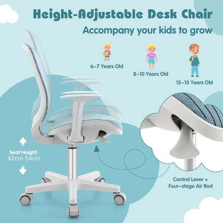 Swivel Mesh Children Computer Chair with Adjustable Height-Blue