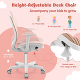 Swivel Mesh Children Computer Chair with Adjustable Height-Pink