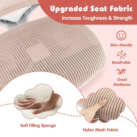 Swivel Mesh Children Computer Chair with Adjustable Height-Pink