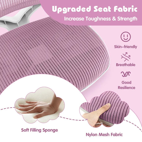 Swivel Mesh Children Computer Chair with Adjustable Height-Purple