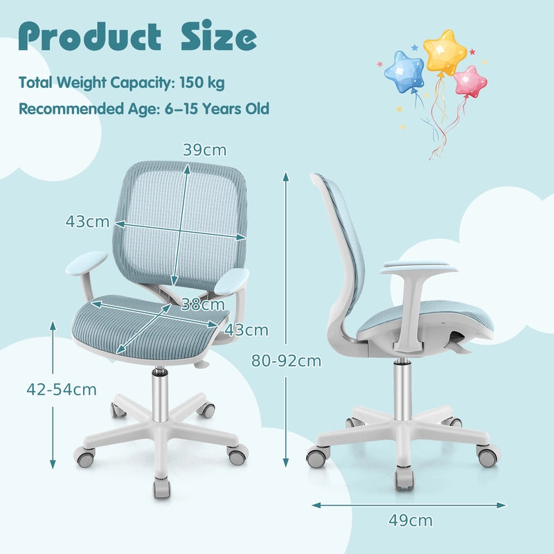 Swivel Mesh Children Computer Chair with Adjustable Height-Blue