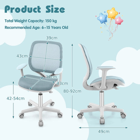 Swivel Mesh Children Computer Chair with Adjustable Height-Blue