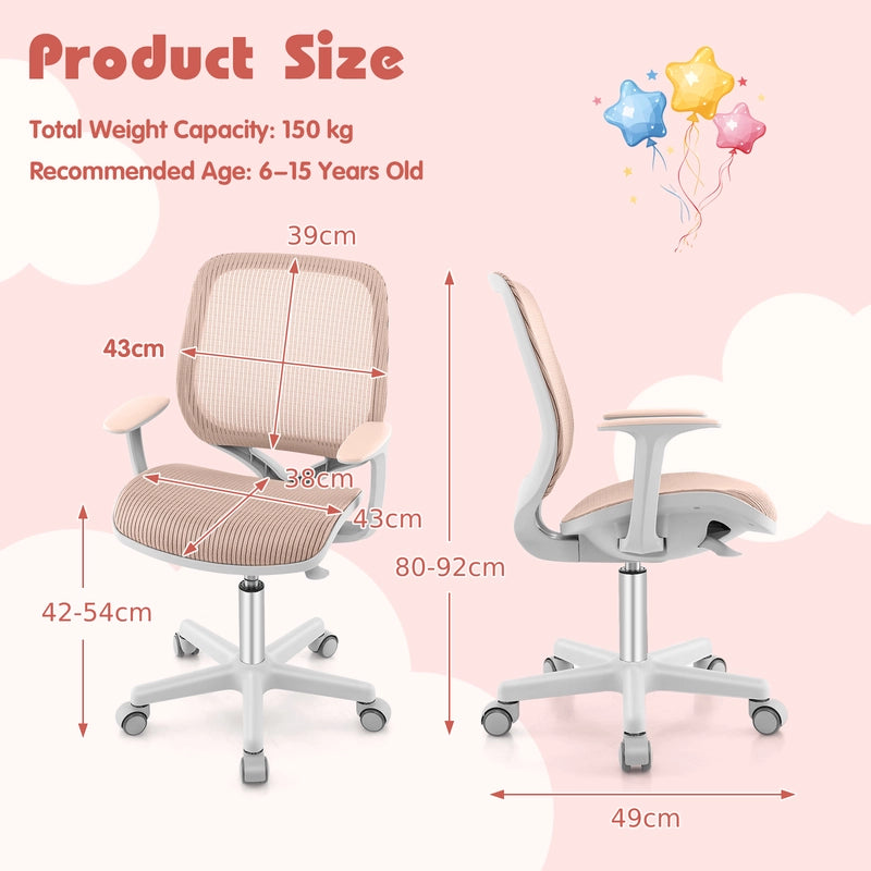 Swivel Mesh Children Computer Chair with Adjustable Height-Pink