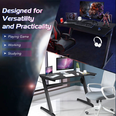 Cup and Headphone Holder Z-shape Frame E-sports Gaming Desk