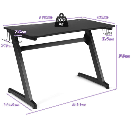 Cup and Headphone Holder Z-shape Frame E-sports Gaming Desk
