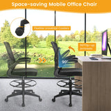 High Back Mesh Office Chair with Flip-up Armrests and Footrest Ring-Black