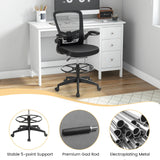 High Back Mesh Office Chair with Flip-up Armrests and Footrest Ring-Black